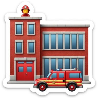fire department building with firefighter car near sticker