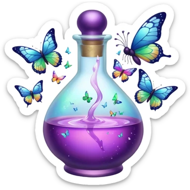 Potion bottle bursting into butterflies mid-sip sticker