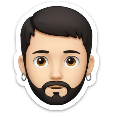 Dark-haired boy, short hair, with some beard and an earring in his ear sticker
