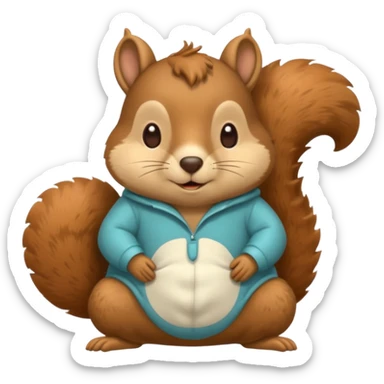squirrel in acorn pajama suit snoring sticker