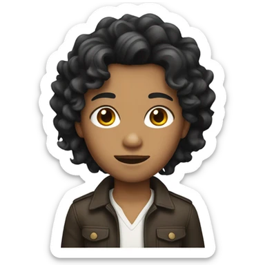 Tan skin with black wavy hair sticker