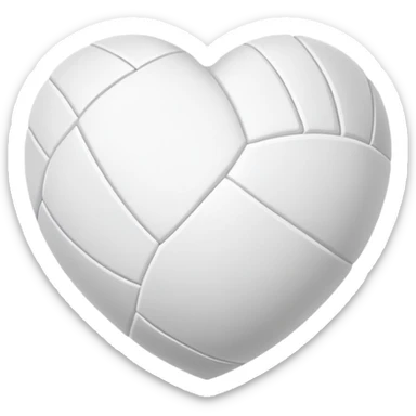 A white volleyball in the shape of a heart sticker