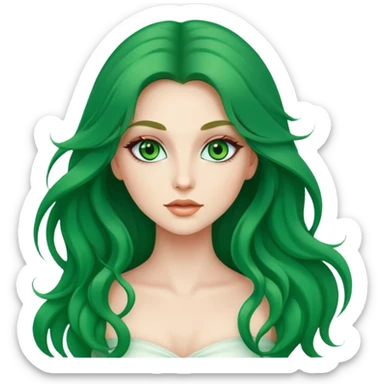 Beautiful girl, unique green eyes, torso, makeup, long hair sticker