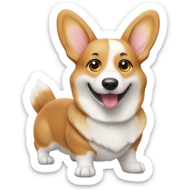 Welsh corgi with wide, sparkling eyes, showing joy and excitement. sticker