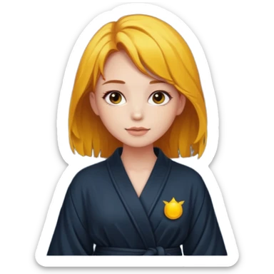 cute and sexy girl with bright yellow-brown hair in a dark sky pallete robe sticker