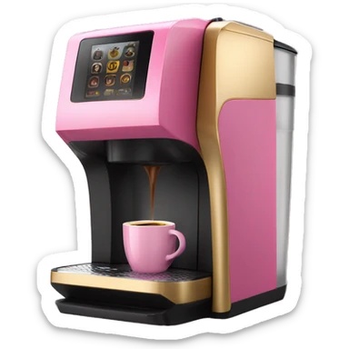 Realistic pink and gold keurig coffee maker machine. sticker
