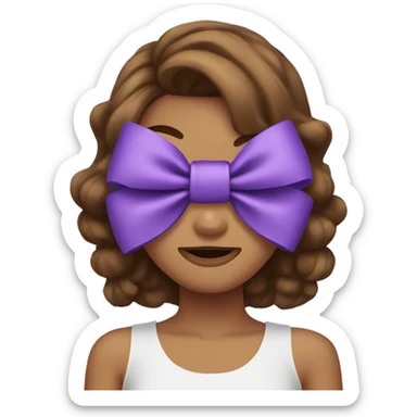 Purple bow on brown haired girl  sticker