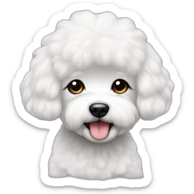 mujer piel blanca pelo negro largo cargando perro bichon blanco sticker