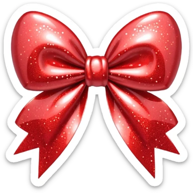 red glitter bow heart sticker
