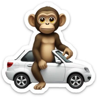 Monkey selling a car  sticker