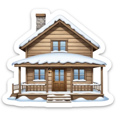 small house viewed directly from the front, with lots of snow.
The viewing angle must be directly towards the front door sticker