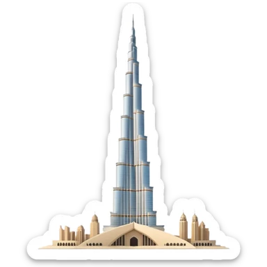Burj Khalifa, light beige, minimalism, view against sky background, emoji style sticker