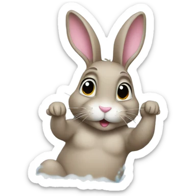 Bunny taking a bath sticker