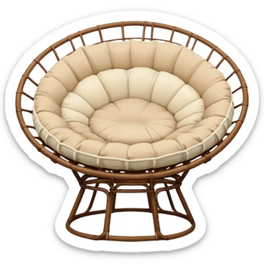 Light brown Papasan chair with cream cushion sticker