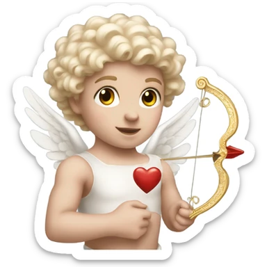 Realistic pale Cupid holding his heart bow sticker