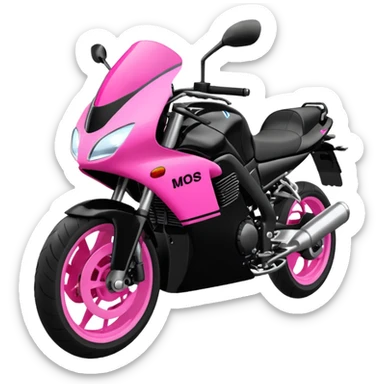 moto sportiva con scritta nera e solo avanti rosa fluorescente  sticker