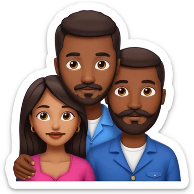Dark skin black man with beard and mustache is in love with beautiful brown skin south Asian woman sticker
