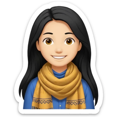 A person with long hair and wearing a kochi scarf  sticker