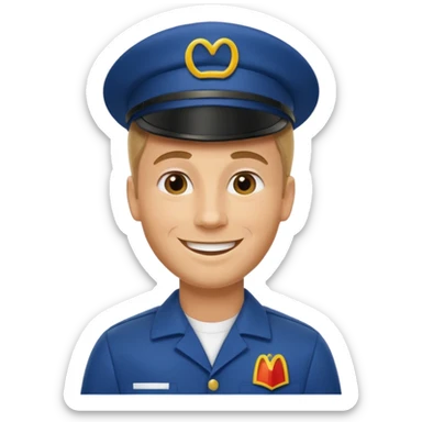 caucasian male McDonald's worker sticker