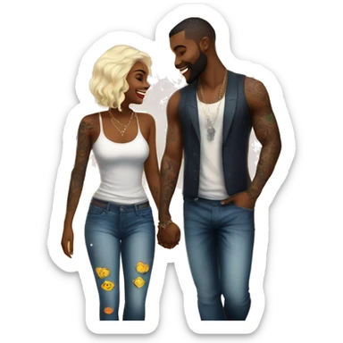 Romantic carnival date for beautiful tattooed couple sticker