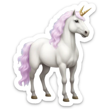 Fullbody White unicorn with pastel color mane  sticker