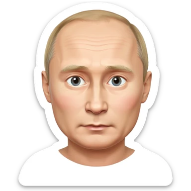 photorealistic emoji style portrait of Putin, round face, smooth finish, realistic facial features, neutral expression sticker