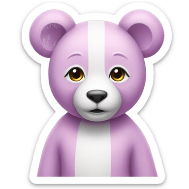 Nounours rose violet blanc sticker