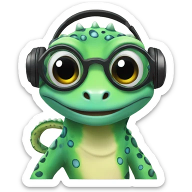 a sweet gecko with an headset sticker