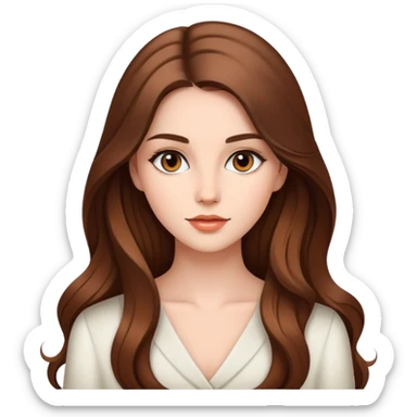 beautiful young woman with long brown hair, elegant appearance sticker