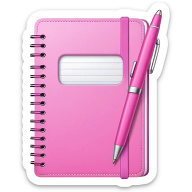 make a notebook with a pen with very girly pink tones. sticker