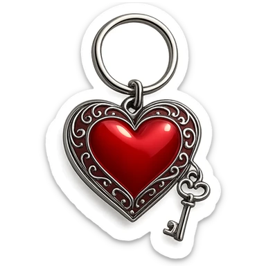 romantic heart-shaped keychain sticker