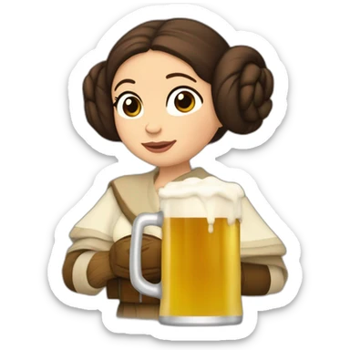 princesa leia brindando con una jarra de cerveza sticker