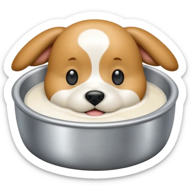 Sliver dog bowl emoji with only milk in it sticker