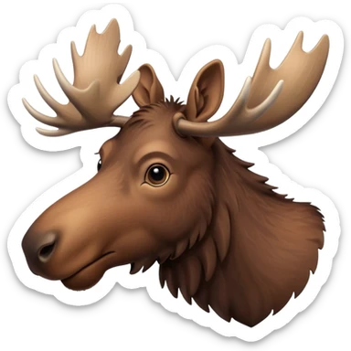 A high-resolution digital illustration of a young moose in a clean, semi-realistic style. The young moose is shown facing sideways head tilted  sticker