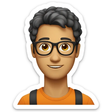 Jeune homme peau orangé  avec lunettes  jerectangulaire et cheveux noir  sticker
