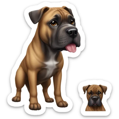 A mixed dog breed of ca de bou, cane corso and amerikansk bulldog brindle  sticker