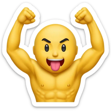 Emoji sticking out tongue flexing biceps  sticker