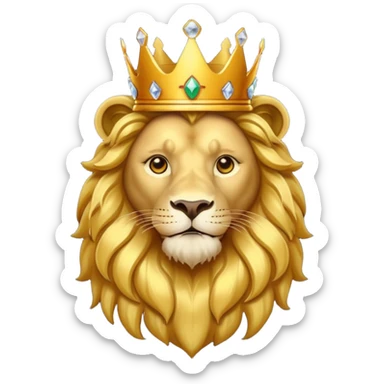 Lion King – proud golden lion wearing a tall jeweled crown. sticker