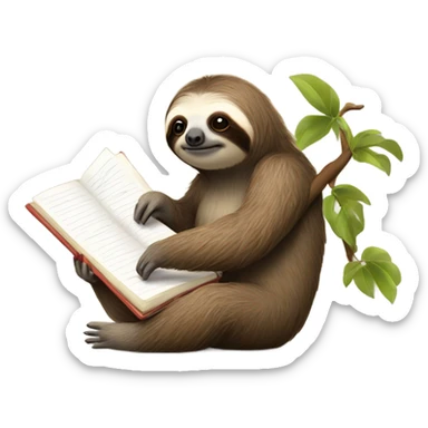 Sloth writing a book sticker