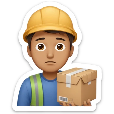 Hombre triste entregando paquetes destruidos (mensajero) sticker