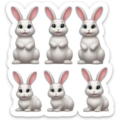 Group of 9 different bunnies sticker