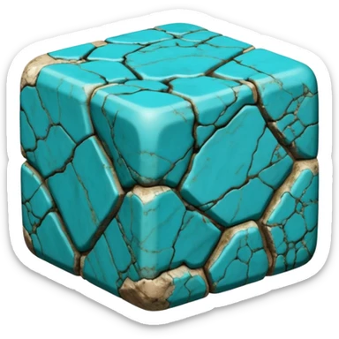 american-turqoise-intricate-stone-age-rocky-cube-shaped sticker