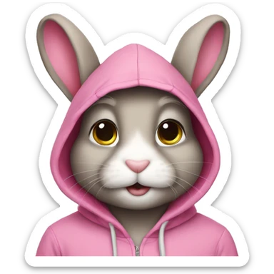 a bunny with a pink hoodie sticker