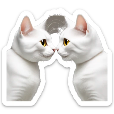 Two white British cats are kissing  sticker