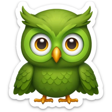 Duolingo the green owl with a 1000 day streak sticker