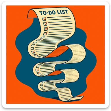 a to-do list paper that is extremely long, curling up and down like a snake, filled with many tiny checkboxes, fading into the distance to look never-ending sticker