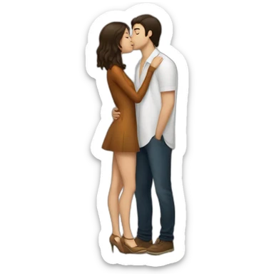 brune petite kiss a white tall guy sticker