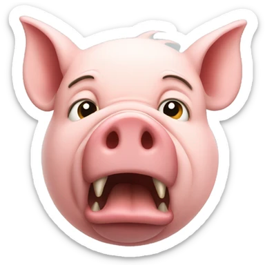 A pig aggressively inhaling  sticker