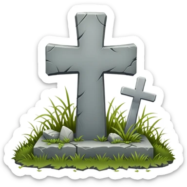 Cross tombstone with a cemetery background  sticker