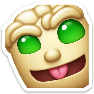 cerveau lent multicouleur avec yeux exorbité vert et sourire insolant sticker